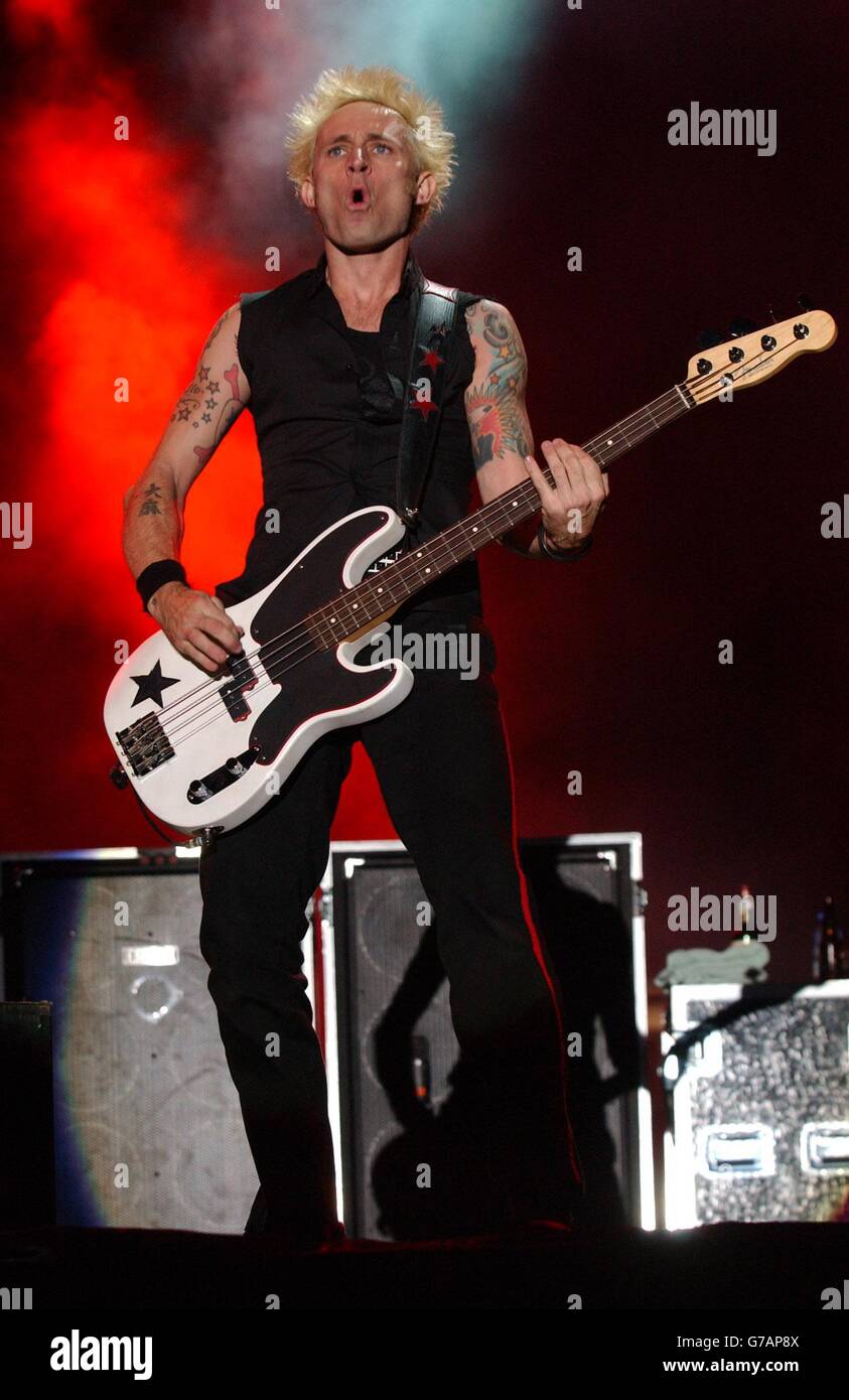 Mike Dirnt of Green Day al Carling Weekend: Reading Festival a Reading. Foto Stock