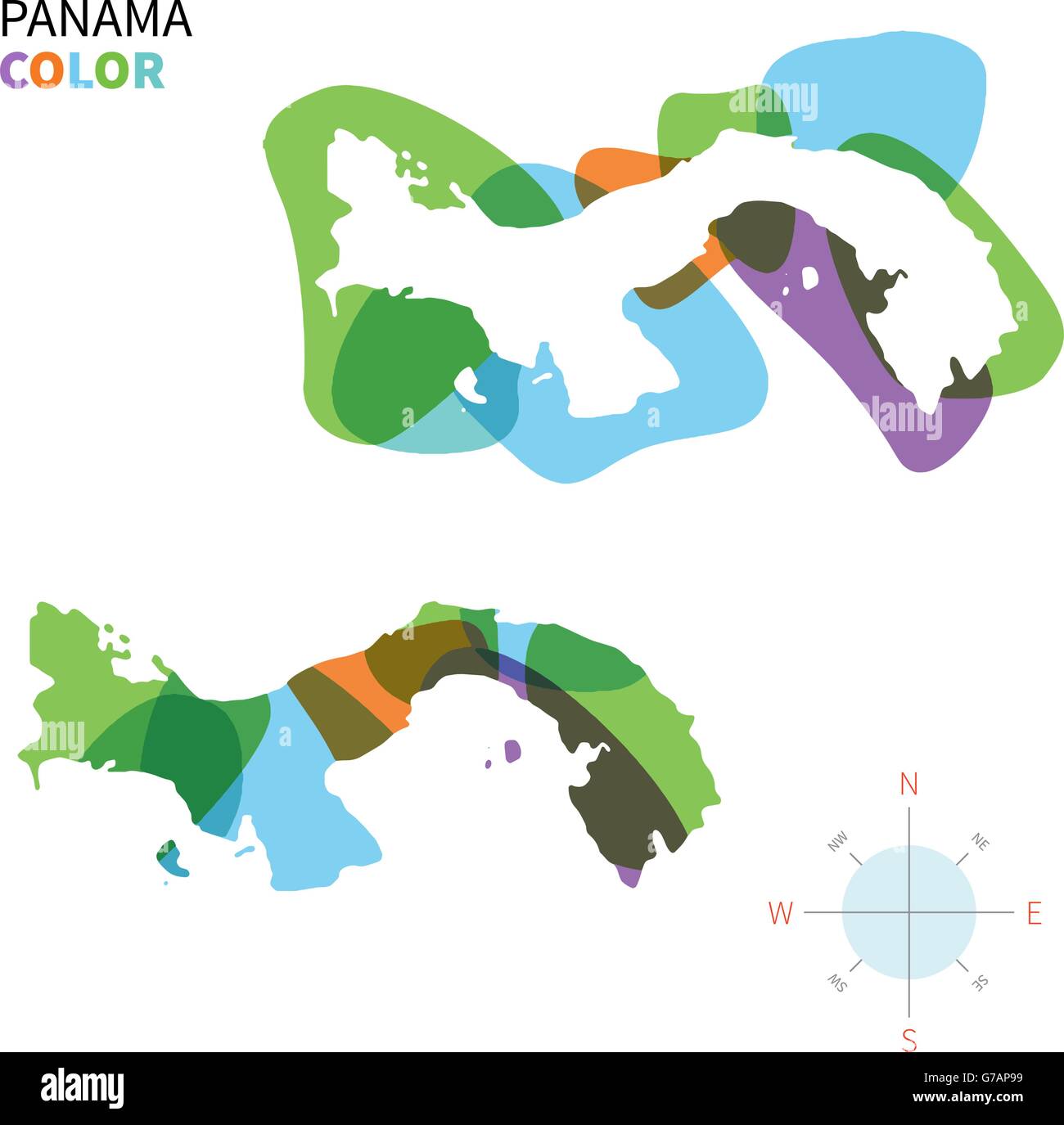 Vettore di astratta mappa a colori del Panama Illustrazione Vettoriale