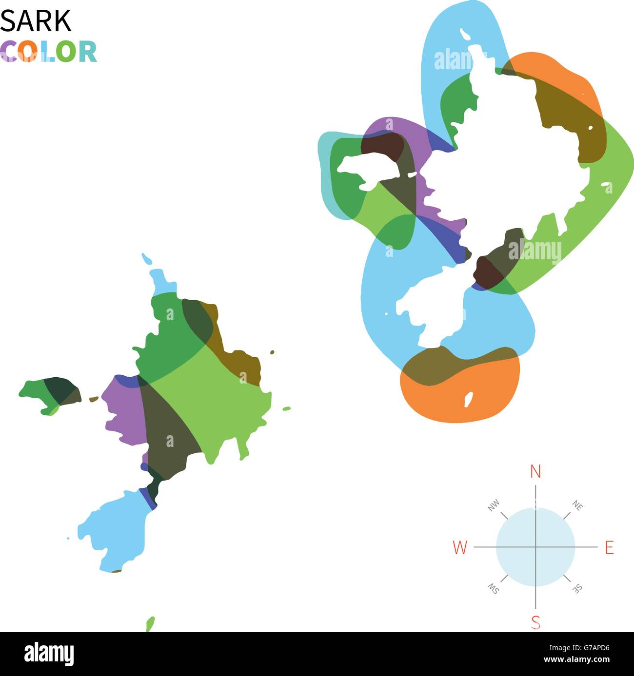 Vettore di astratta mappa a colori di Sark Illustrazione Vettoriale