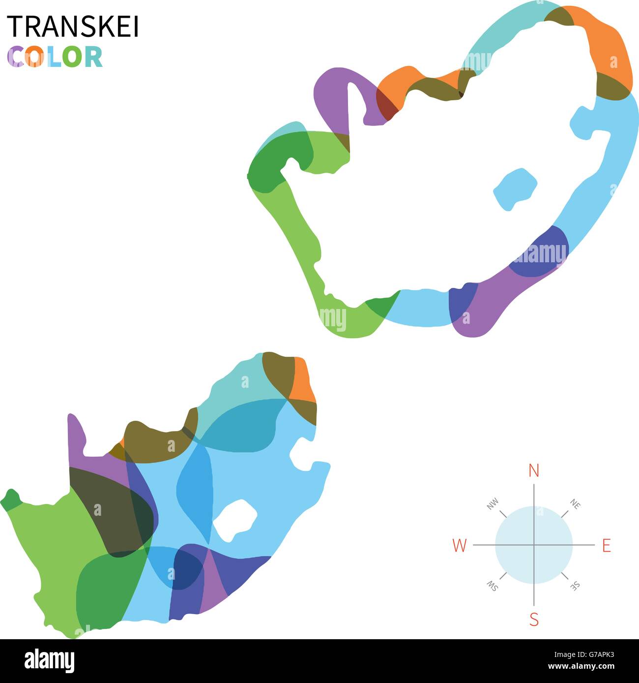 Vettore di astratta mappa a colori di Transkei Illustrazione Vettoriale