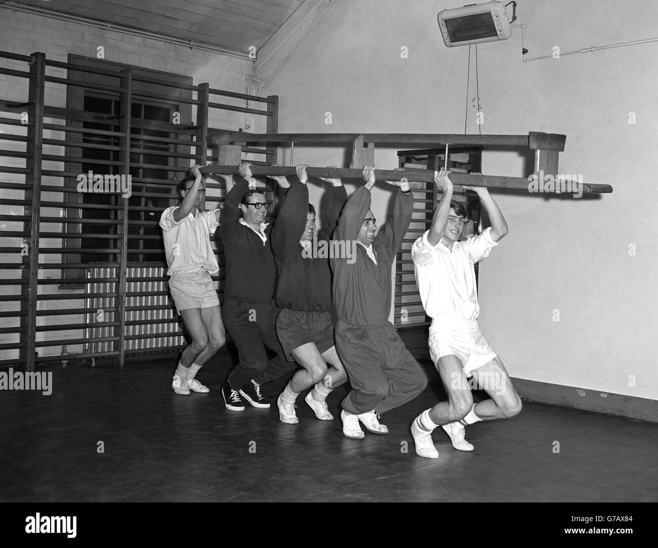 (Da sinistra a destra) Michael J. Smith, Bob Gale, Ted Clark, Ron Hooker e Bob Herman. Foto Stock