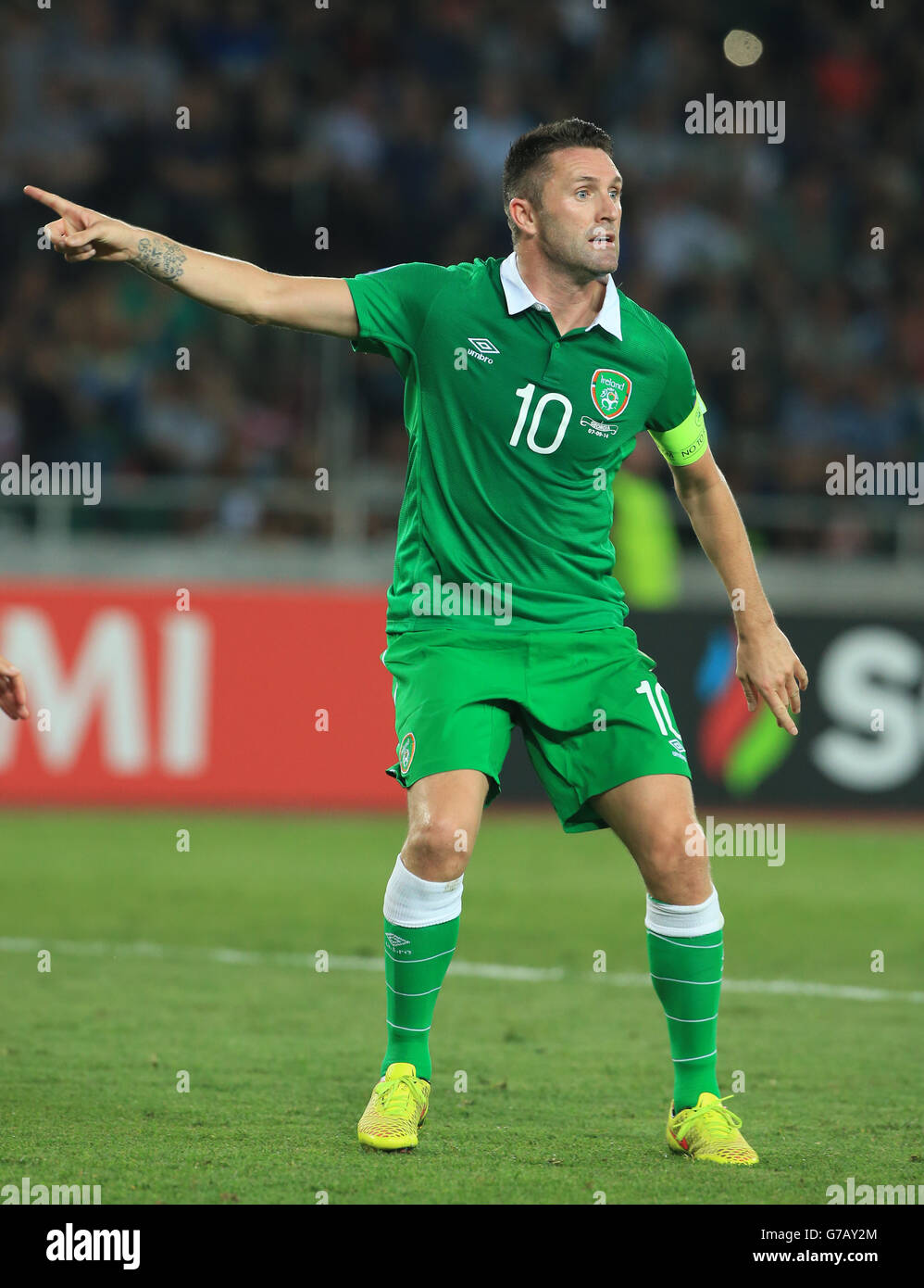 Il capitano irlandese Robbie keane durante le qualificazioni UEFA Euro 2016, partita del gruppo D alla Boris Paichadze Dinamo Arena di Tbilisi. Foto Stock