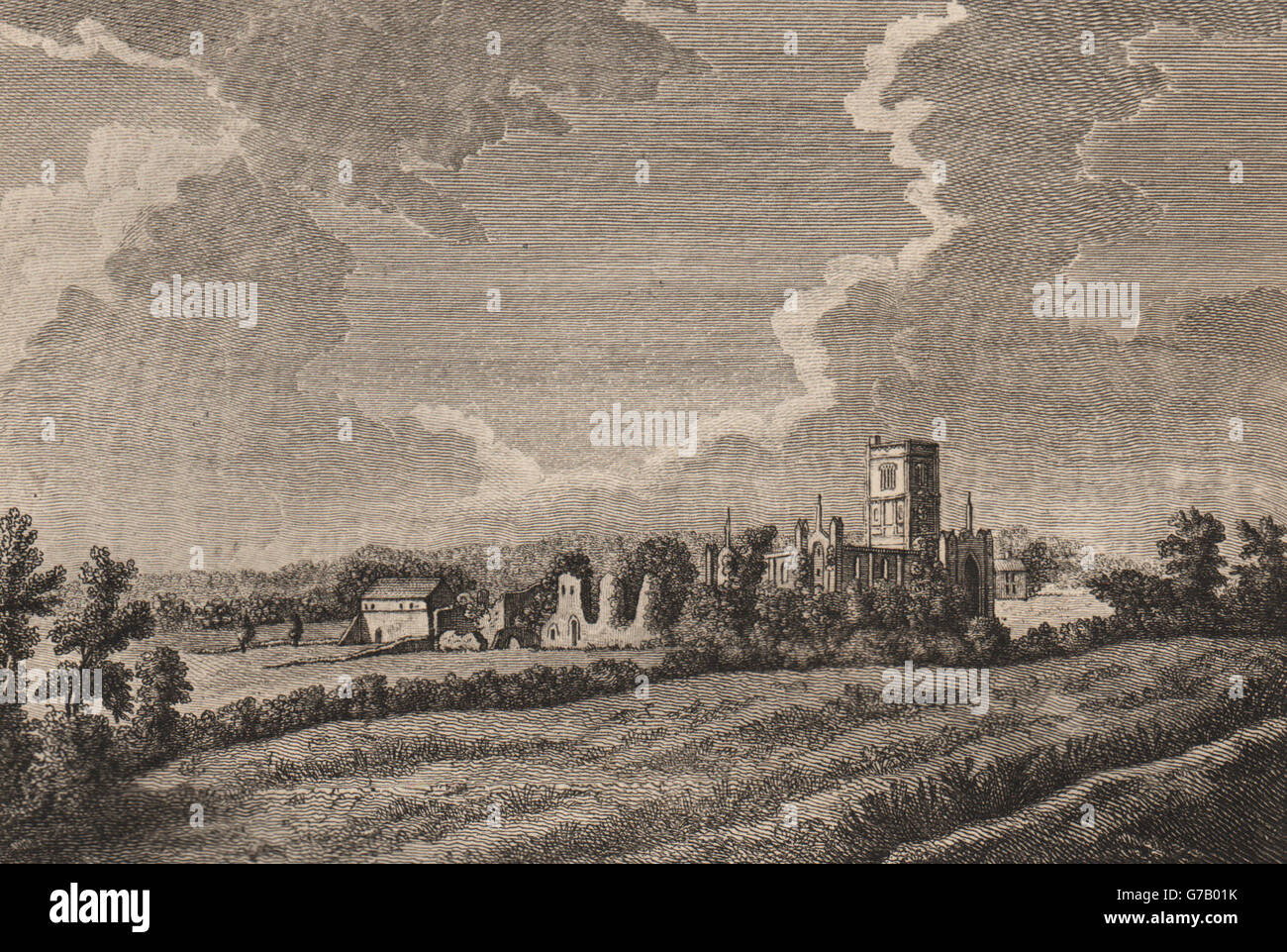 Abbazia di Kirkstall Yorkshire. La piastra 3. GROSE, antica stampa 1776 Foto Stock