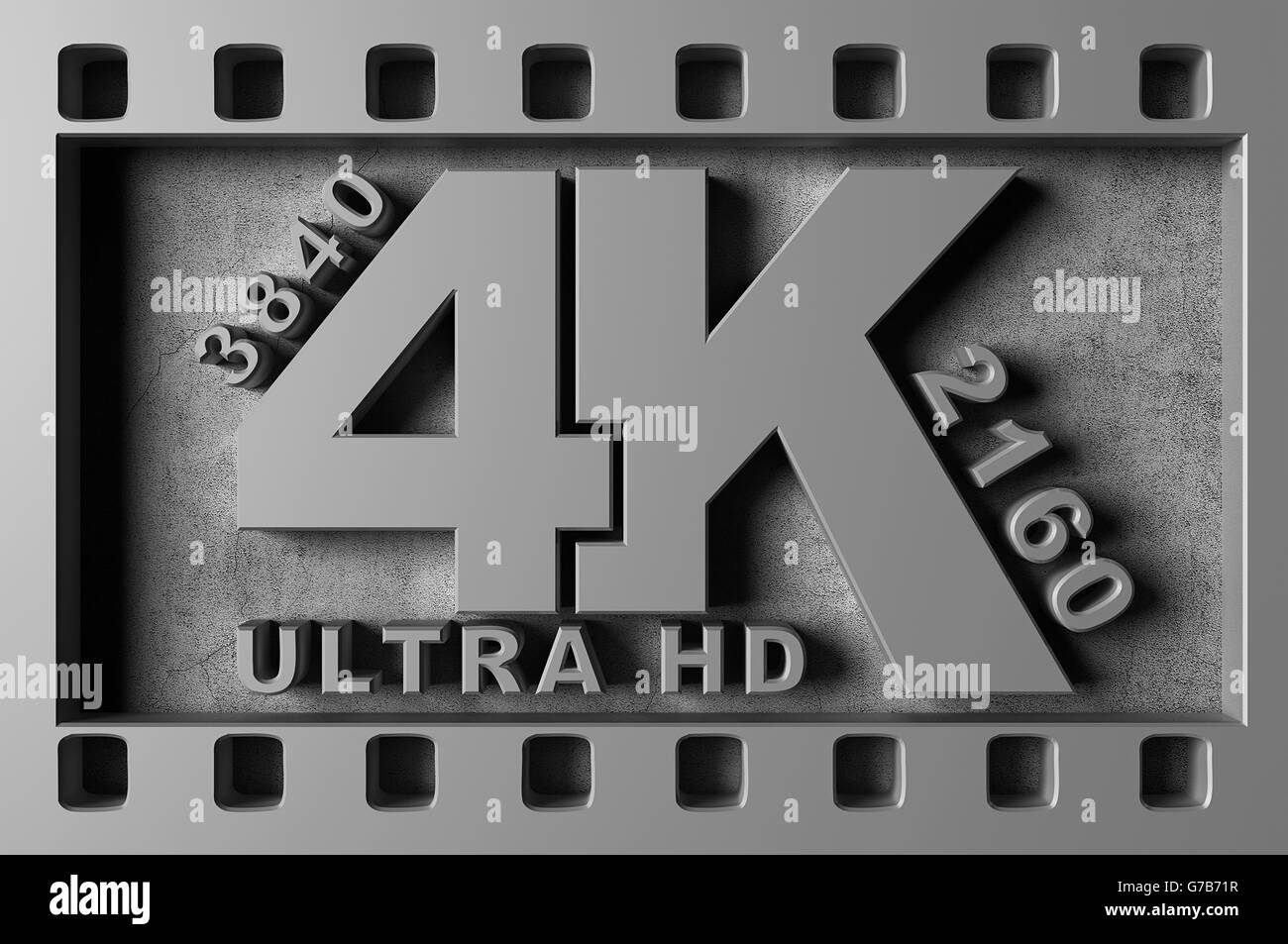 Ultra HD 4K simbolo argento, 3D render Foto Stock