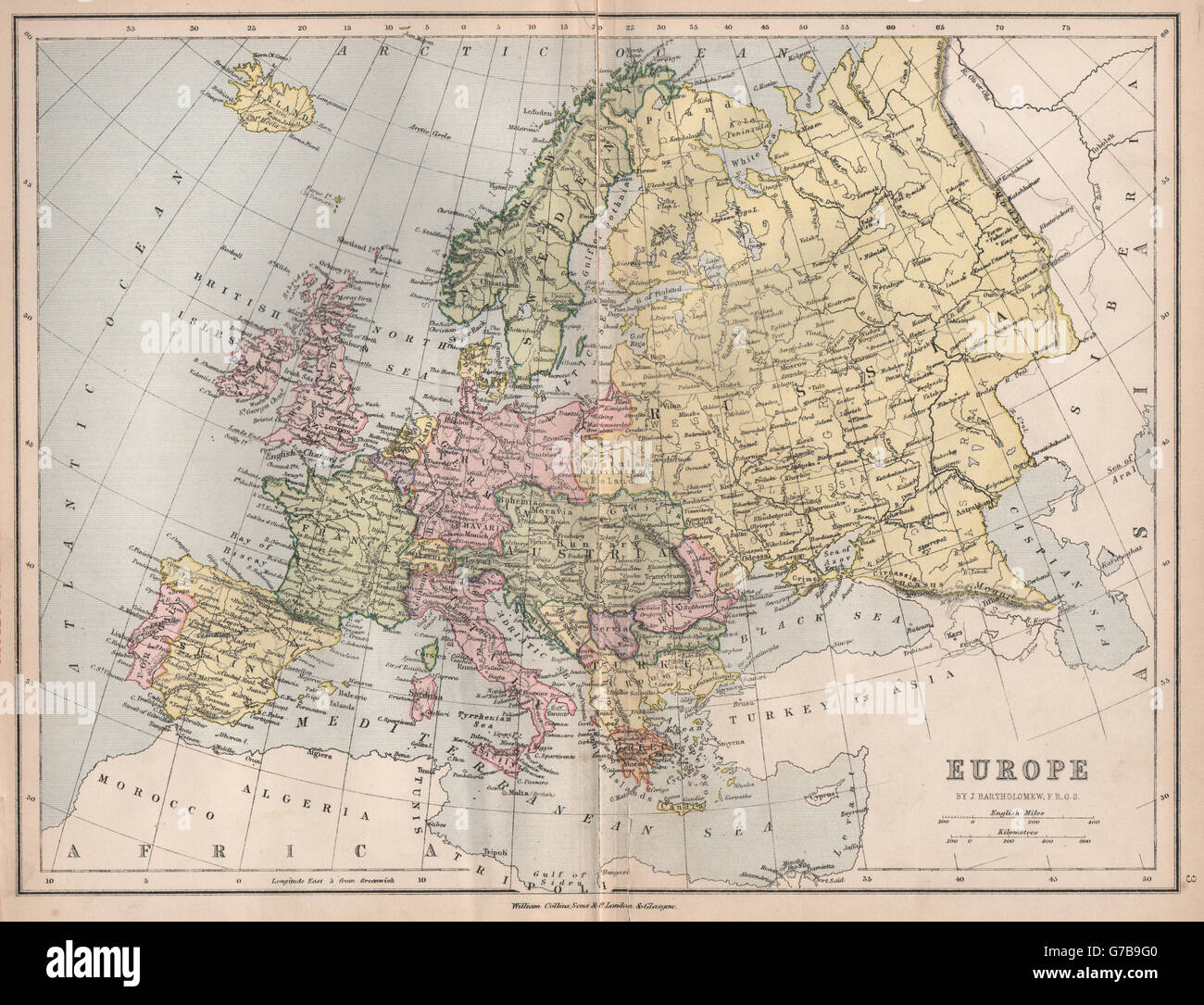 Europa dopo il congresso/trattato di Berlino. La Prussia. Bartolomeo, 1878 Mappa antichi Foto Stock