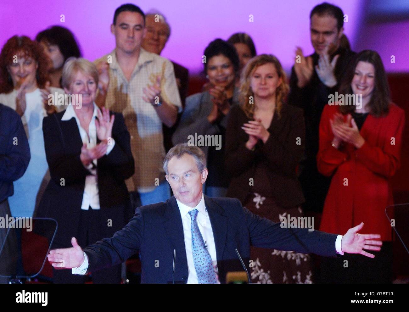 Il primo Ministro Tony Blair ha pronunciato il suo discorso di primo piano alla Conferenza del Partito laburista di Brighton, nel Sussex orientale. Foto Stock