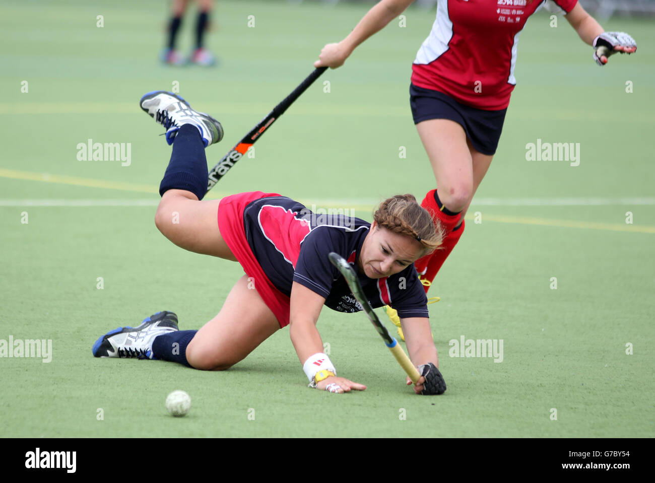 Sainsbury's 2014 School Games - 4 settembre 2014: England Red Girls Against England Blue Girls in the Hockey durante i Sainsbury's 2014 School Games, tenutosi presso l'Armitage Site di Manchester Foto Stock