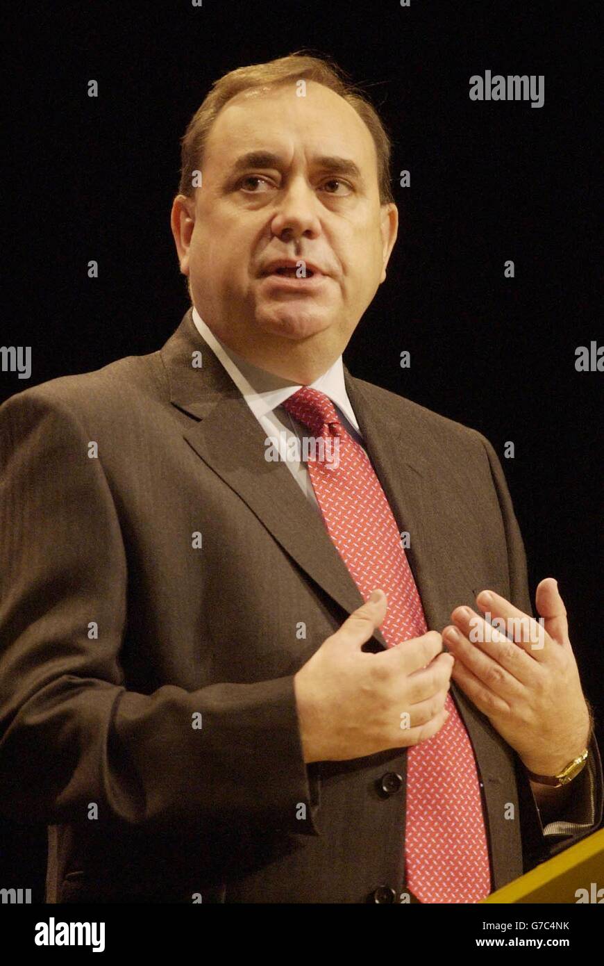 Alex Salmond, leader del Partito Nazionale Scozzese, alla SNP Conference di Inverness. Foto Stock