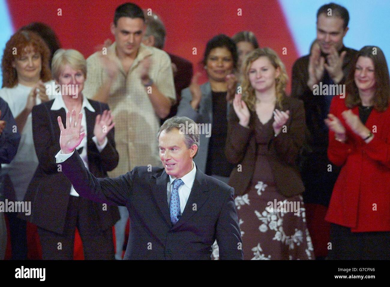 Il primo Ministro Tony Blair ha tenuto il suo discorso alla Conferenza del Partito Laburista di Brighton. Foto Stock