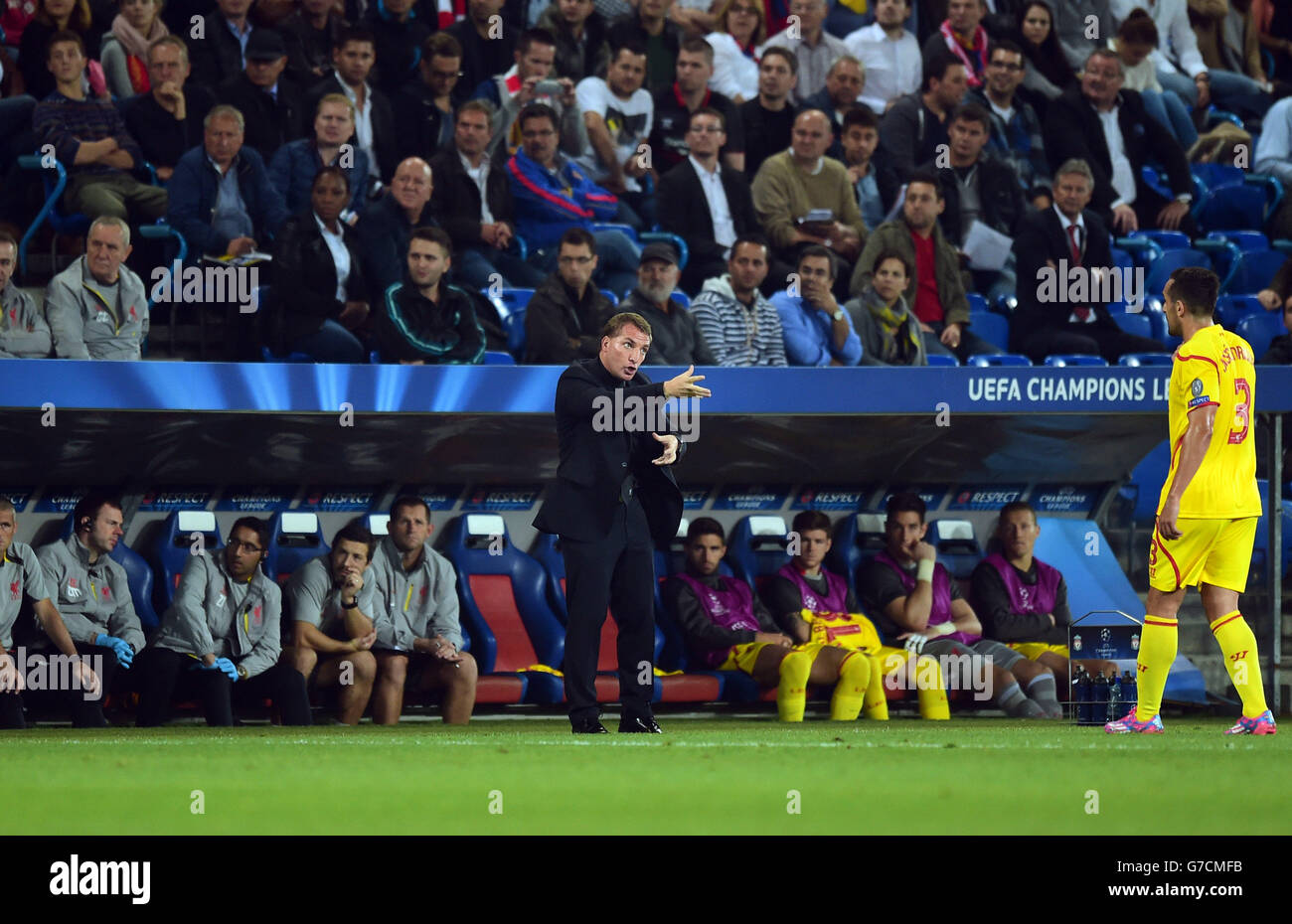 Calcio - UEFA Champions League - Gruppo B - FC Basel contro Liverpool - St Jakob Park. Allenatore di Liverpool Brendan Rogers durante il gioco Foto Stock
