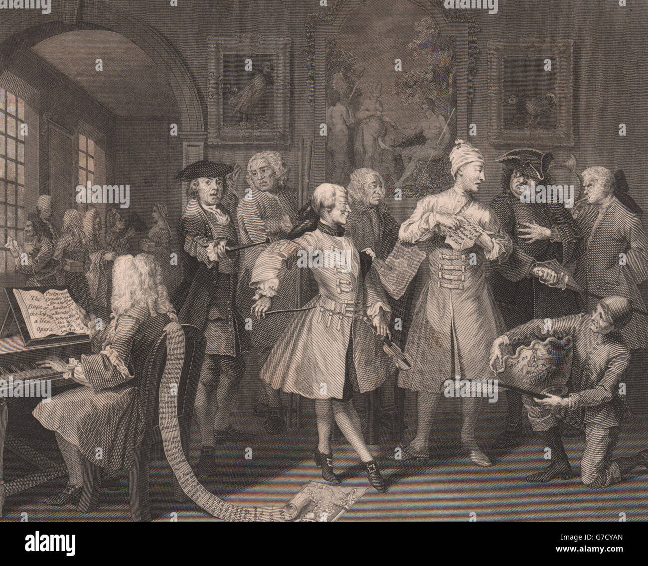 RAKE'S PROGRESS. 'Surrounded da artisti e professori". La piastra 2. HOGARTH, 1833 Foto Stock