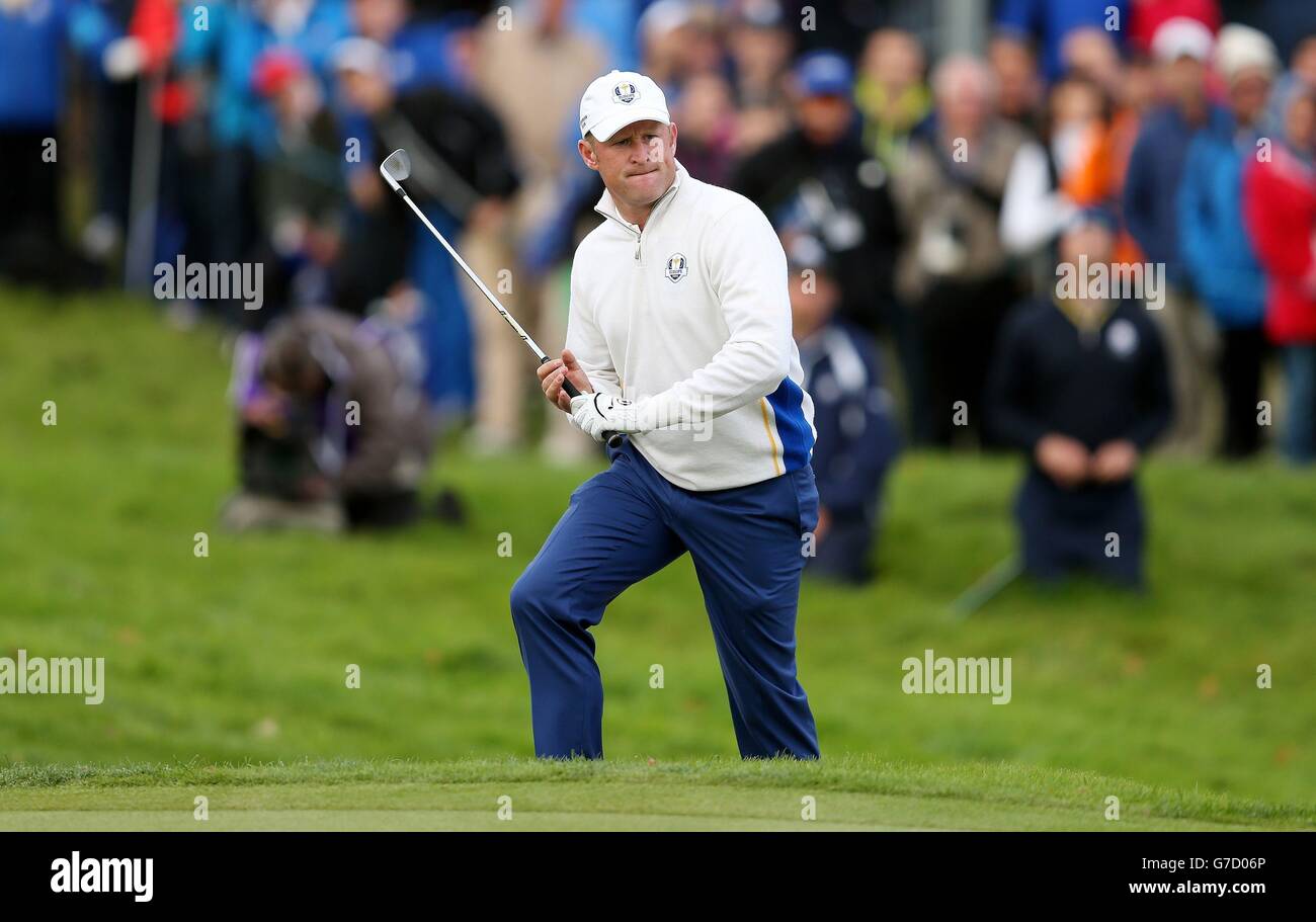 Golf - 40° Ryder Cup - 2° giorno - Gleneagles. Jamie Donaldson in Europa durante il secondo giorno della 40a Ryder Cup al Gleneagles Golf Course, Perthshire. Foto Stock