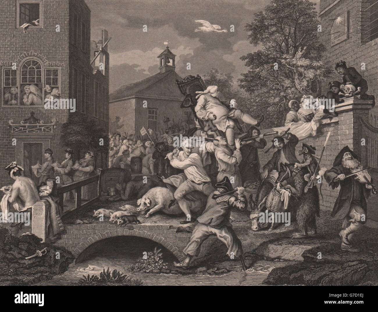 L'elezione. "Presiedere gli stati". Piastra 4. Dopo William Hogarth, 1833 Foto Stock