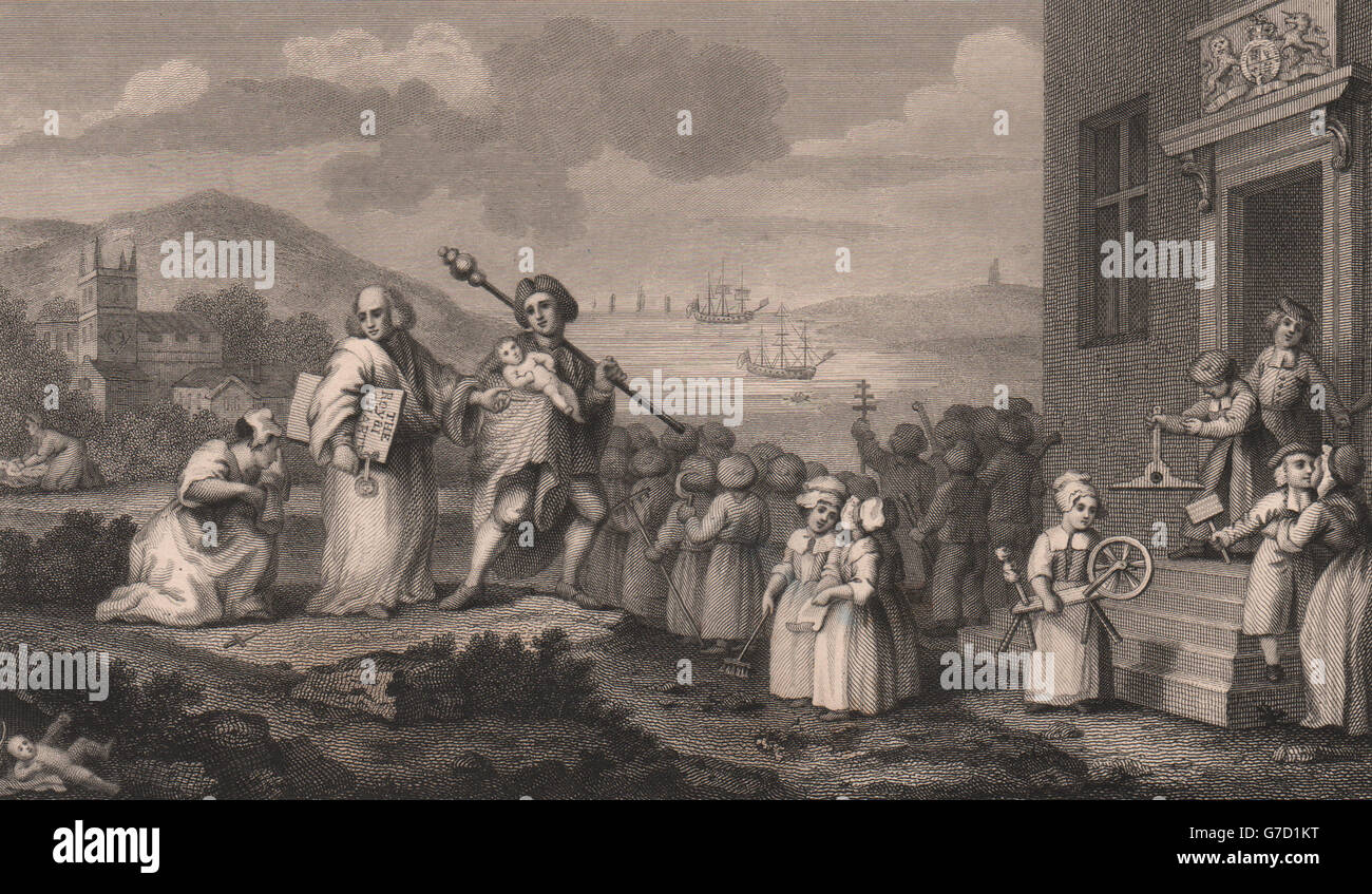 'L'Foundlings'. Dopo William Hogarth, antica stampa 1833 Foto Stock