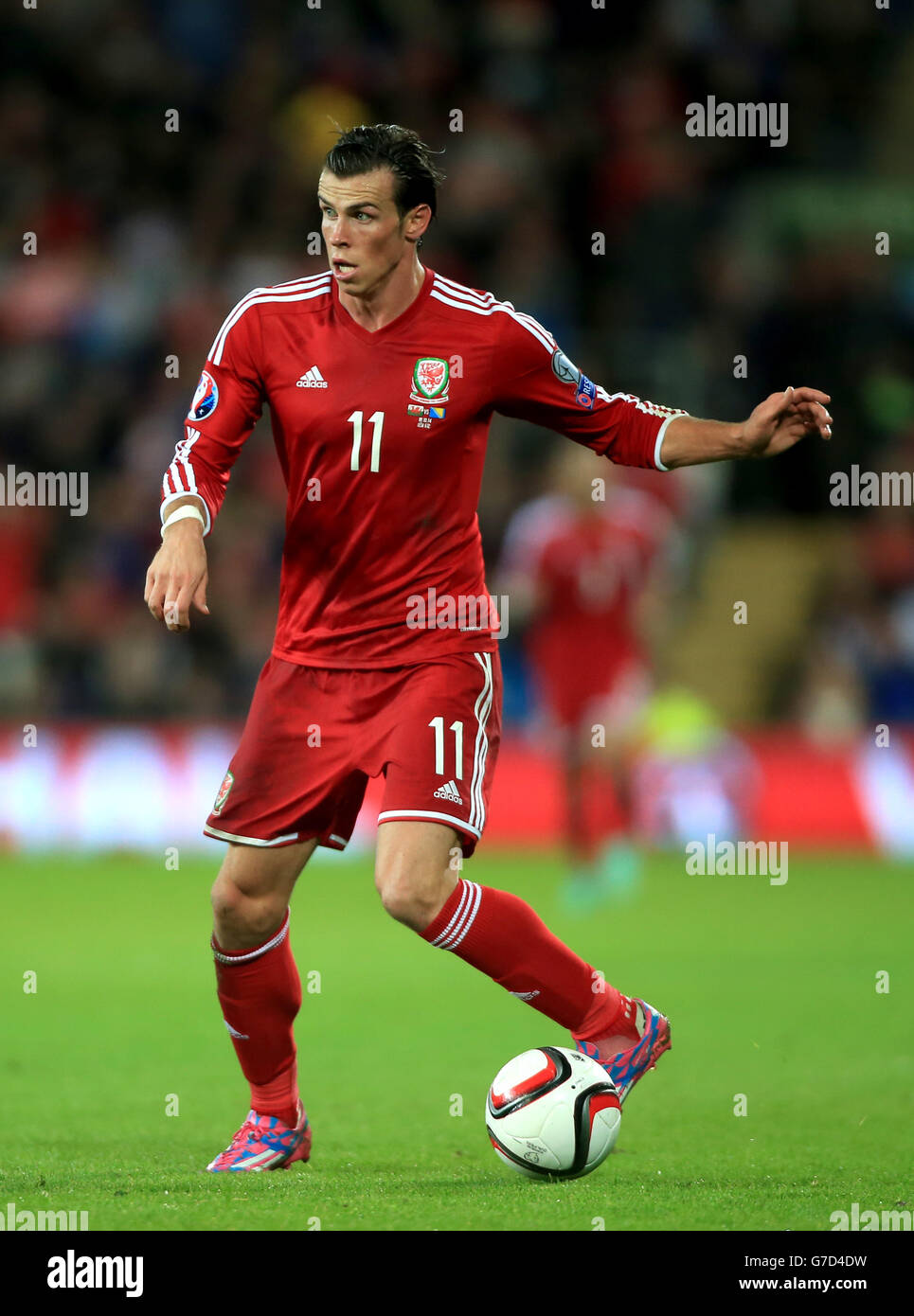 Wales' Gareth Bale durante la partita UEFA Euro 2016 al Cardiff City Stadium di Cardiff. Foto Stock