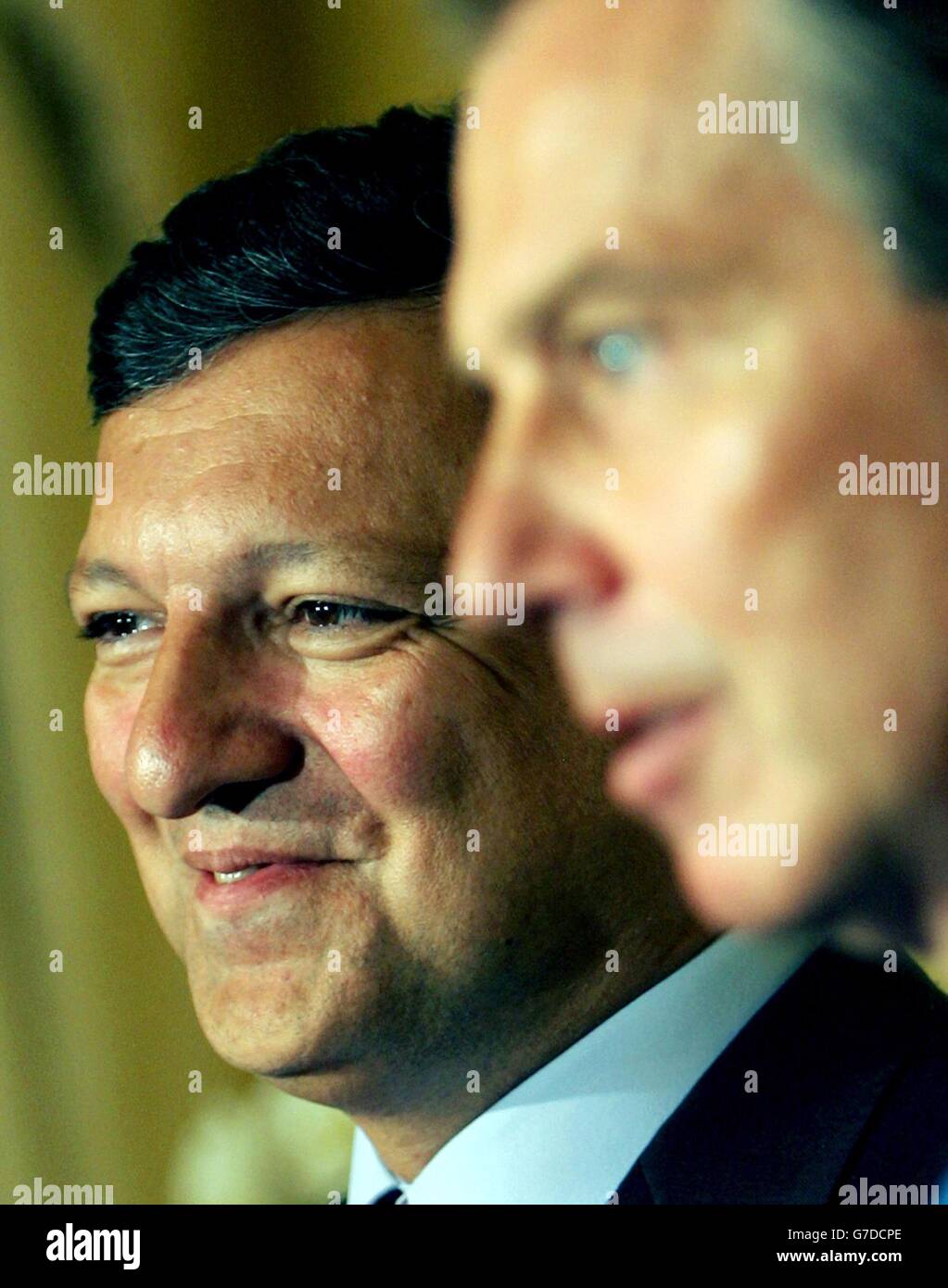 Jose Manuel Barroso durante una conferenza stampa Foto Stock