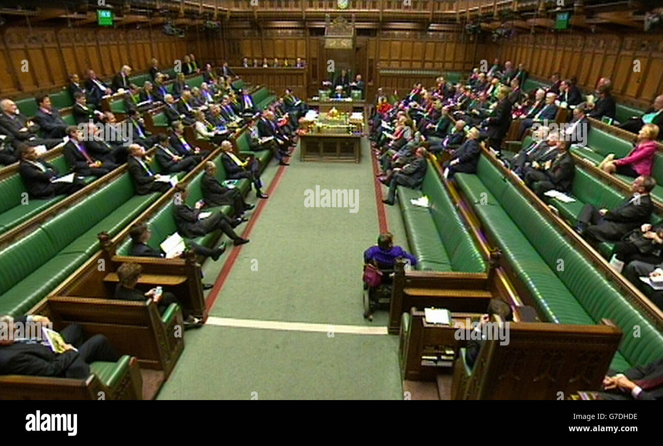 Una visione generale della Camera dei Comuni, Londra, durante un dibattito sulla devoluzione all'interno del Regno Unito. Foto Stock