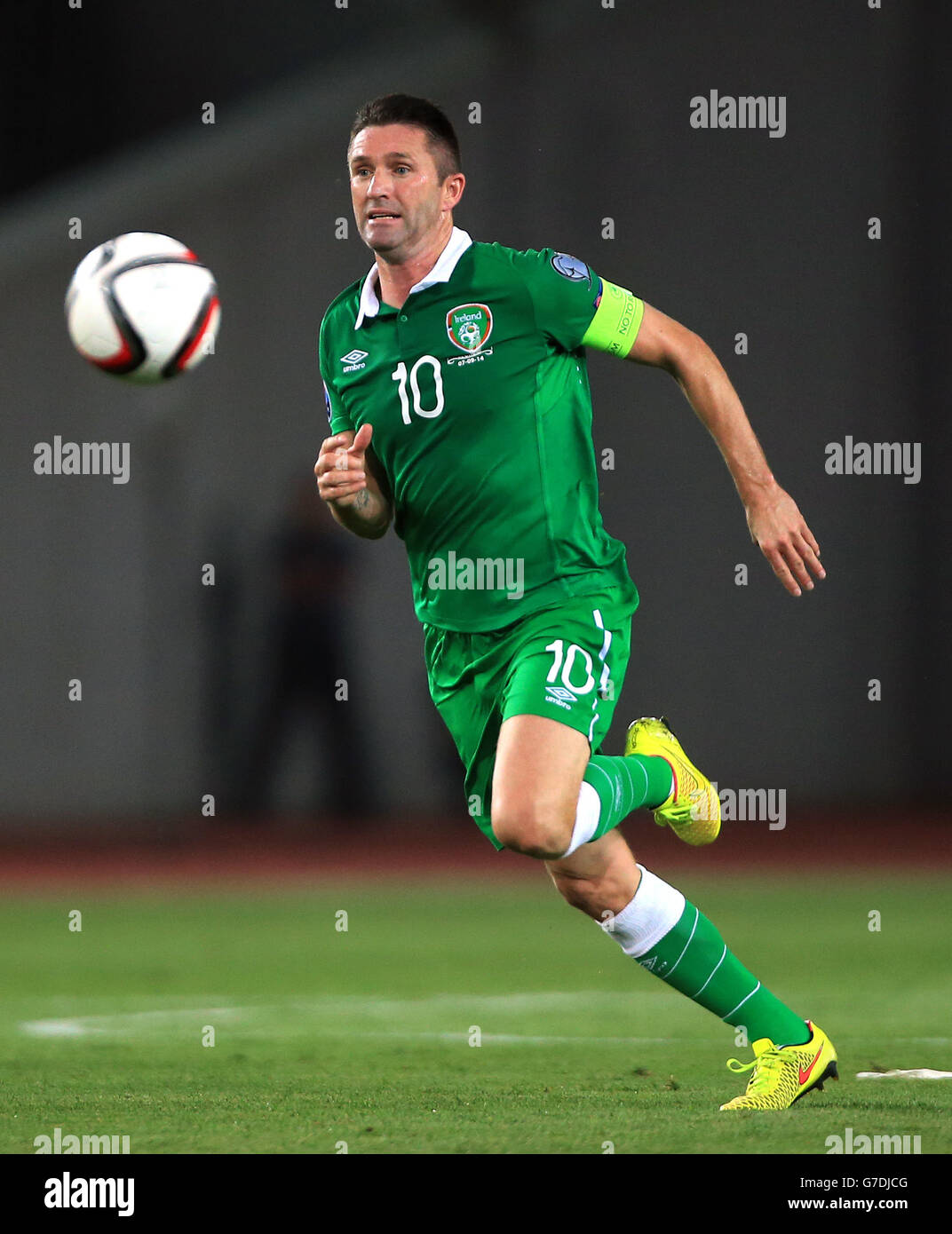 Robbie Keane della Repubblica d'Irlanda, durante le qualificazioni UEFA Euro 2016, partita del gruppo D alla Boris Paichadze Dinamo Arena, Tbilisi. Foto Stock