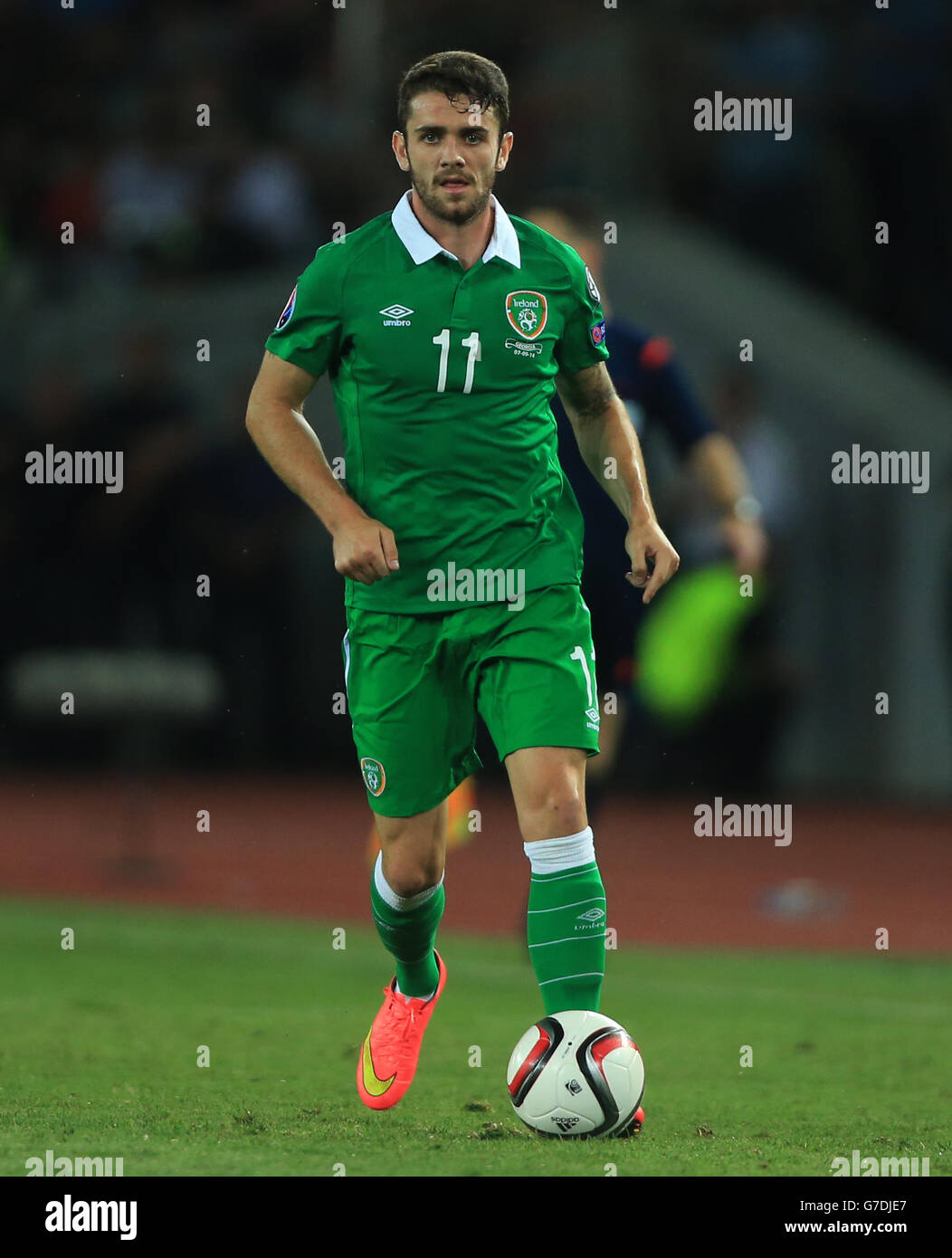 Robbie Brady della Repubblica d'Irlanda, durante le qualificazioni UEFA Euro 2016, partita del gruppo D alla Boris Paichadze Dinamo Arena, Tbilisi. Foto Stock