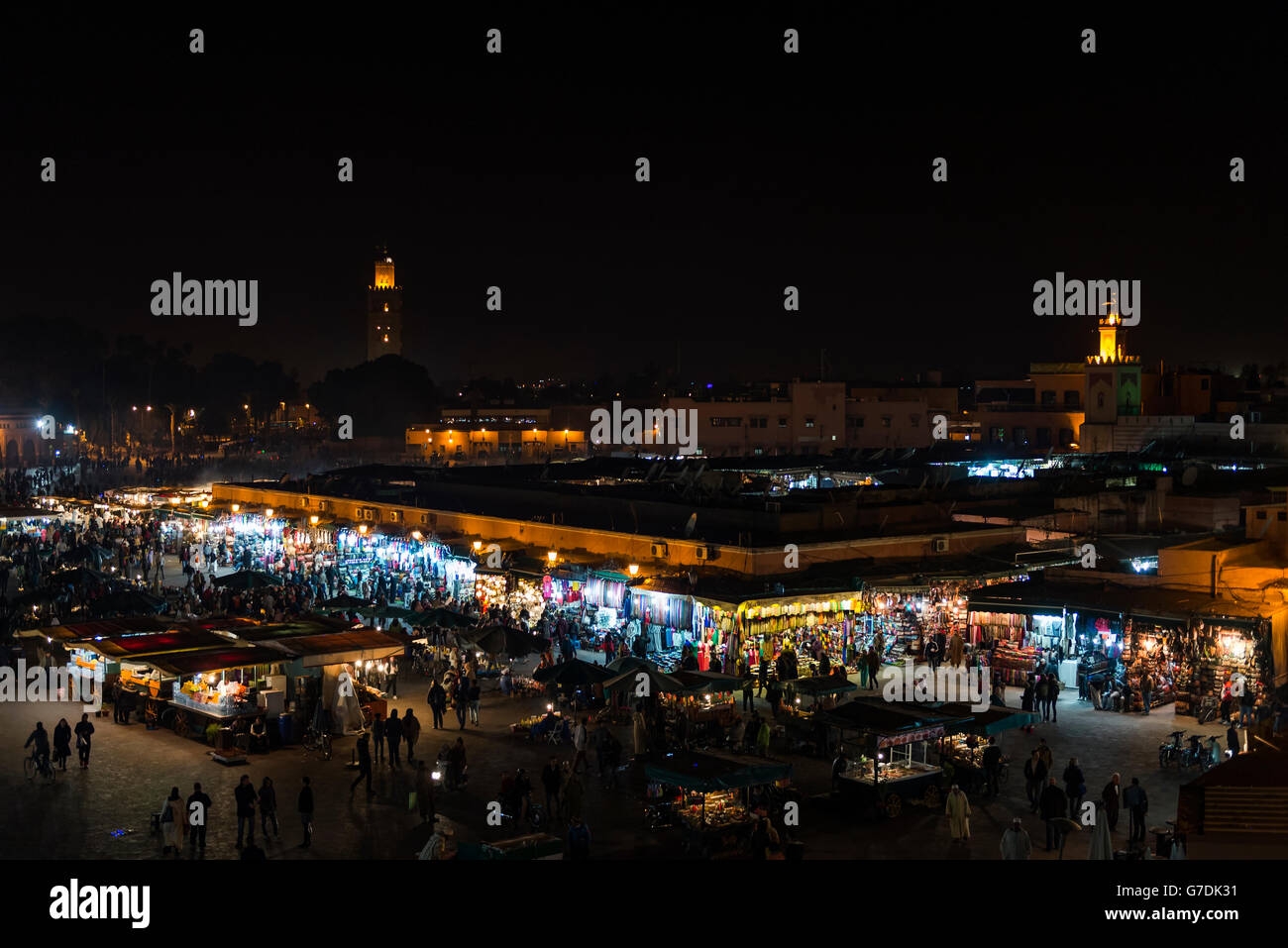 Vista di Jemaa El Fnaa Foto Stock