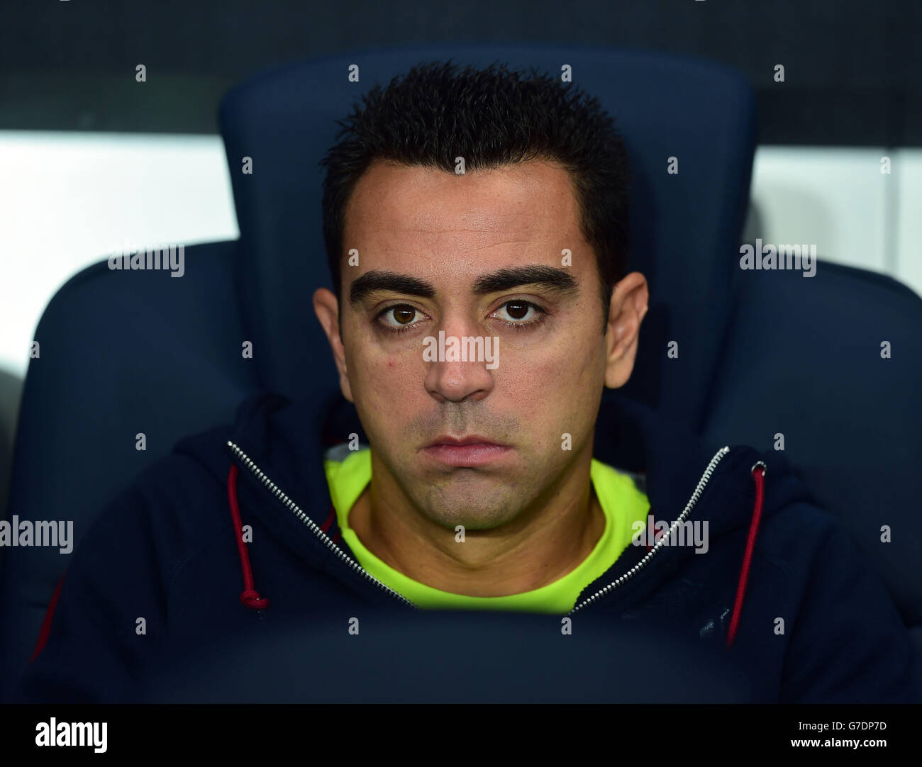Xavi di Barcellona che ha giocato nella sua 100a partita della Champions League Foto Stock