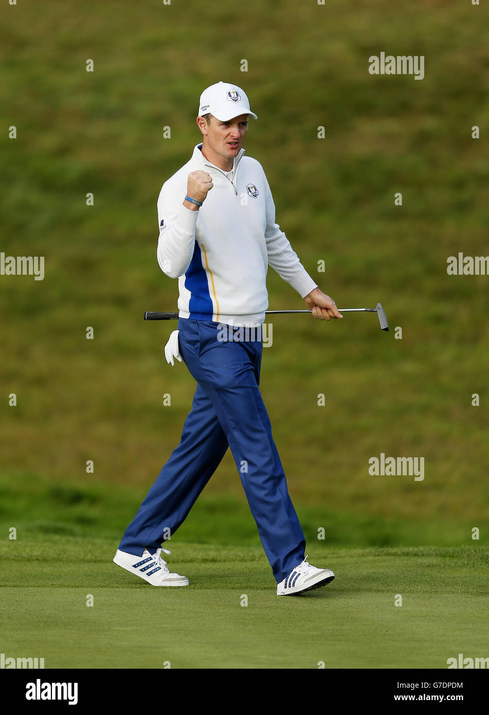 Europe's Justin Rose durante il secondo giorno della 40° Ryder Cup al Gleneagles Golf Course, Perthshire. Foto Stock