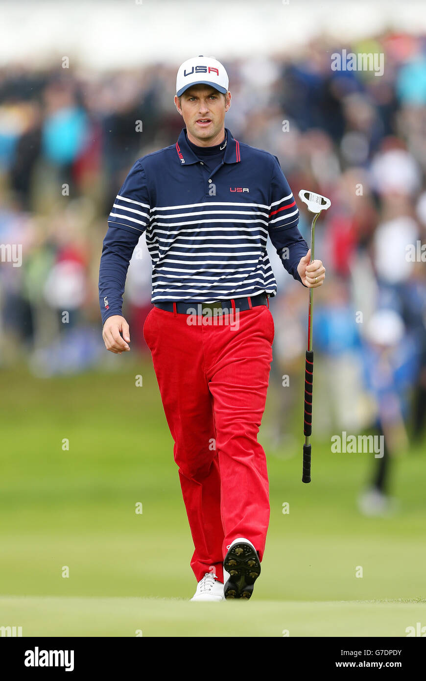 USA's Webb Simpson durante il terzo giorno della 40° Ryder Cup al Gleneagles Golf Course, Perthshire. Foto Stock