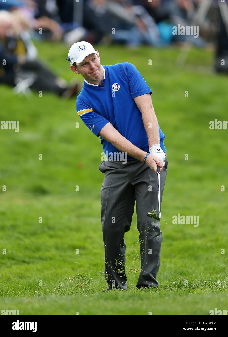 Stephen Gallacher in Europa durante il terzo giorno della 40° Ryder Cup al Gleneagles Golf Course, Perthshire. Foto Stock