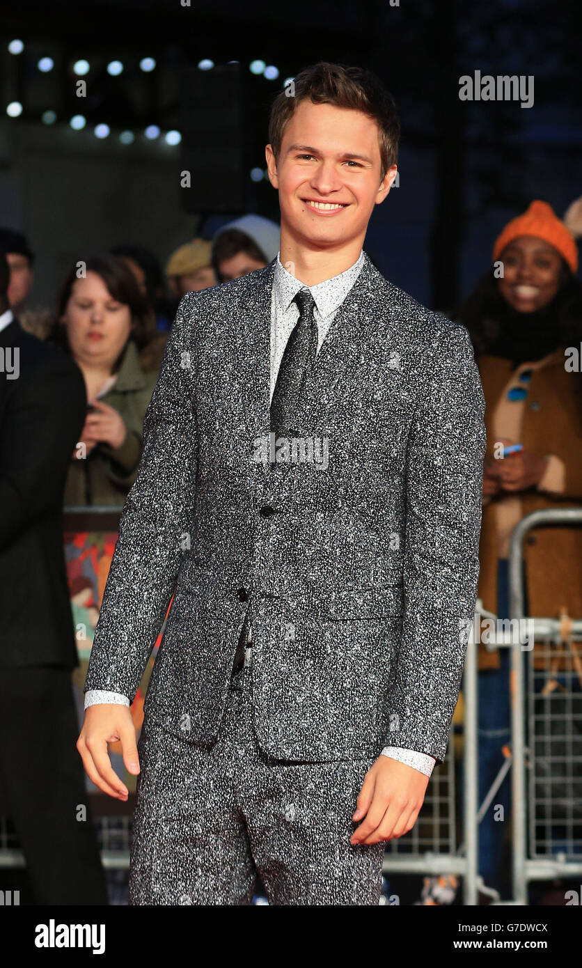 Ansel Elgort arriva al BFI London film festival di gala di uomini Donne e bambini al cinema Odeon a Leicester Square, Londra. Foto Stock