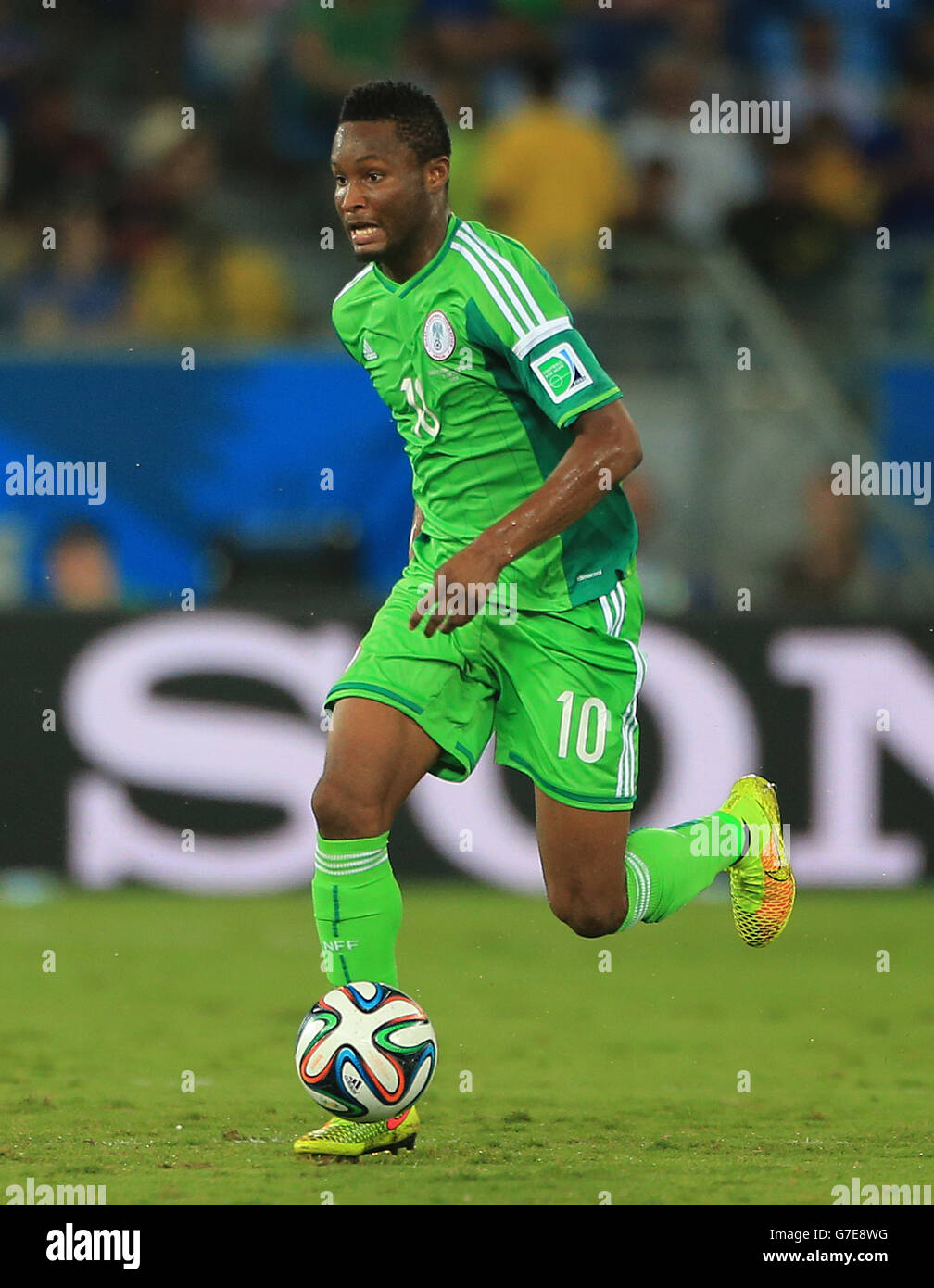 Calcio - Coppa del mondo FIFA 2014 - Gruppo F - Nigeria v Bosnia Erzegovina - Arena Pantanal. John OBI Mikel, Nigeria Foto Stock