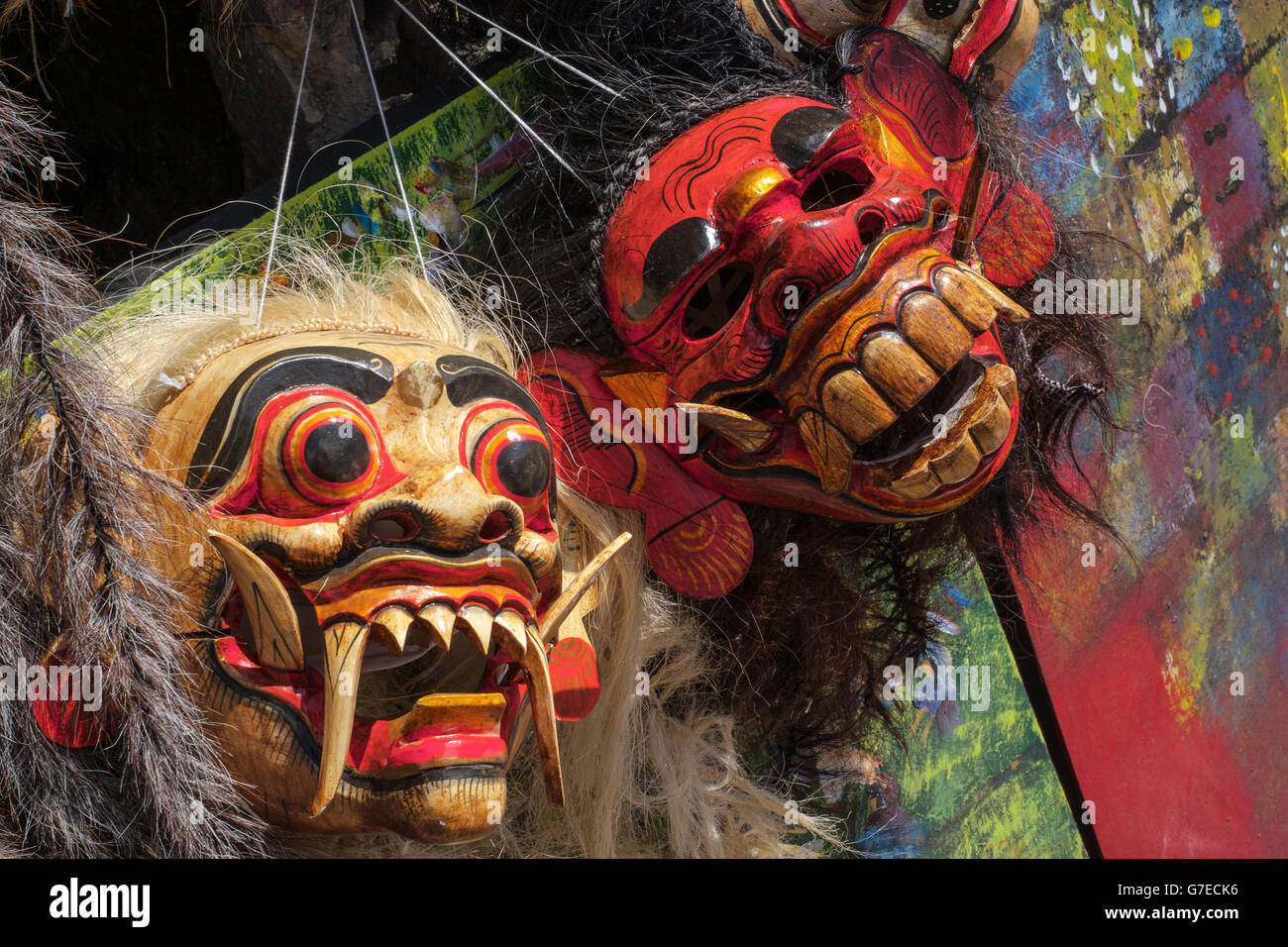 Topeng balinese maschere utilizzate per la performance arts e rituali Foto Stock