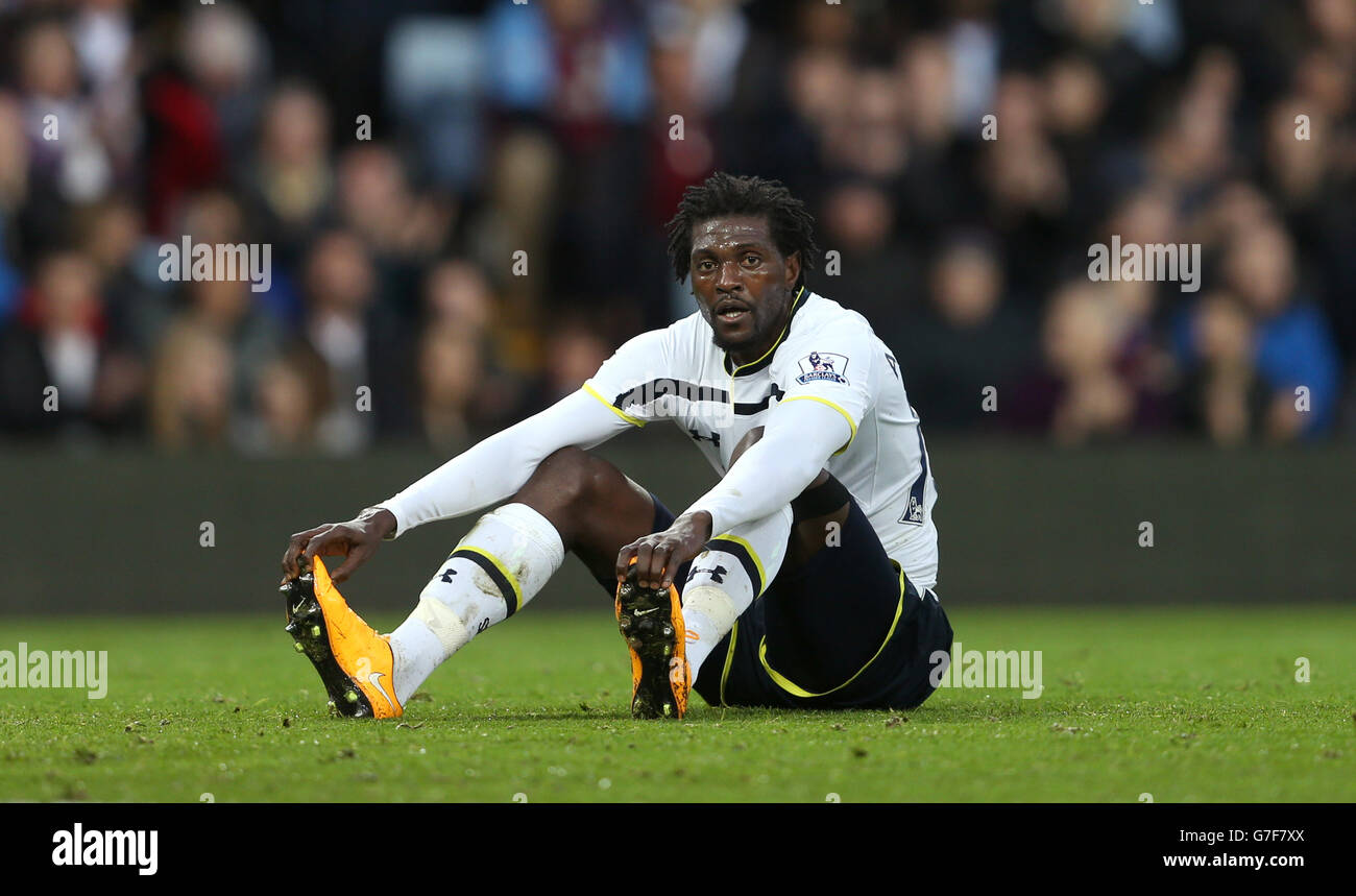 Calcio - Barclays Premier League - Aston Villa v Tottenham Hotspur - Villa Park. Emmanuel Adebayor di Tottenham Hotspur Foto Stock