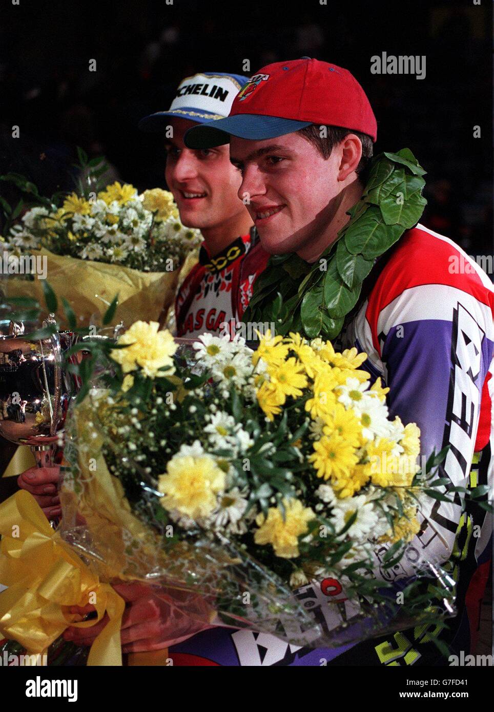 World Championship indoor Arena Trial Bike, Sheffield. Dougie Lampkin e Steve Colley. Foto Stock