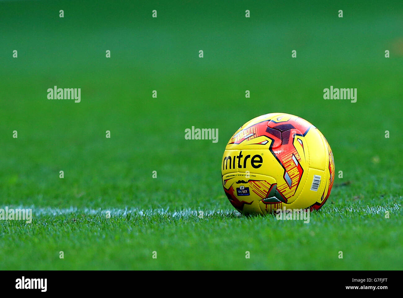 Una visione generale del Mitre Movember Moustache Football durante la partita Sky Bet League One a Meadow Lane, Nottingham. PREMERE ASSOCIAZIONE foto. Data immagine: Sabato 1 novembre 2014. Visita la storia della Pennsylvania SOCCER Notts County. Il credito fotografico dovrebbe essere Simon Cooper/PA Wire. . . Foto Stock