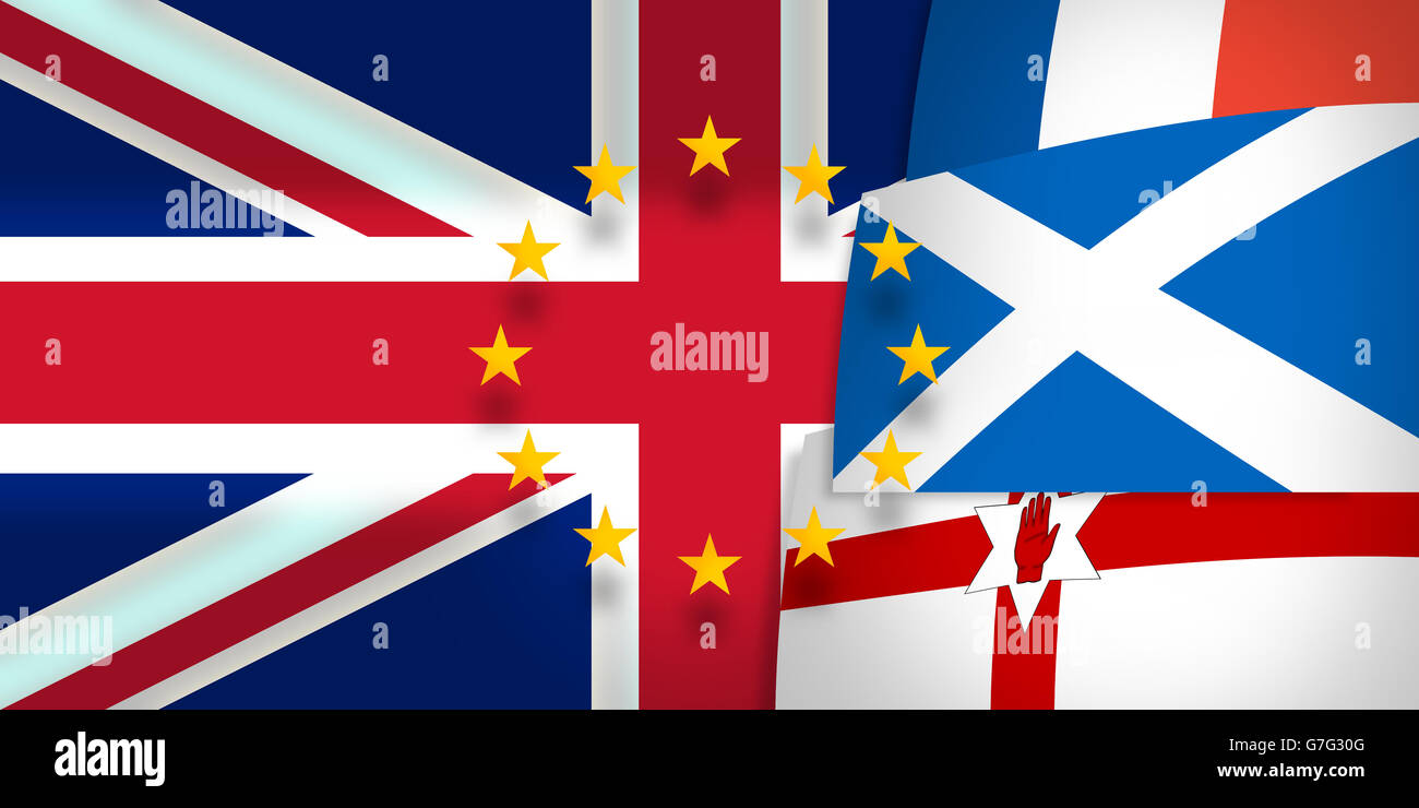 Irlanda del Nord Scozia bandiera della Francia e Regno Unito Foto Stock