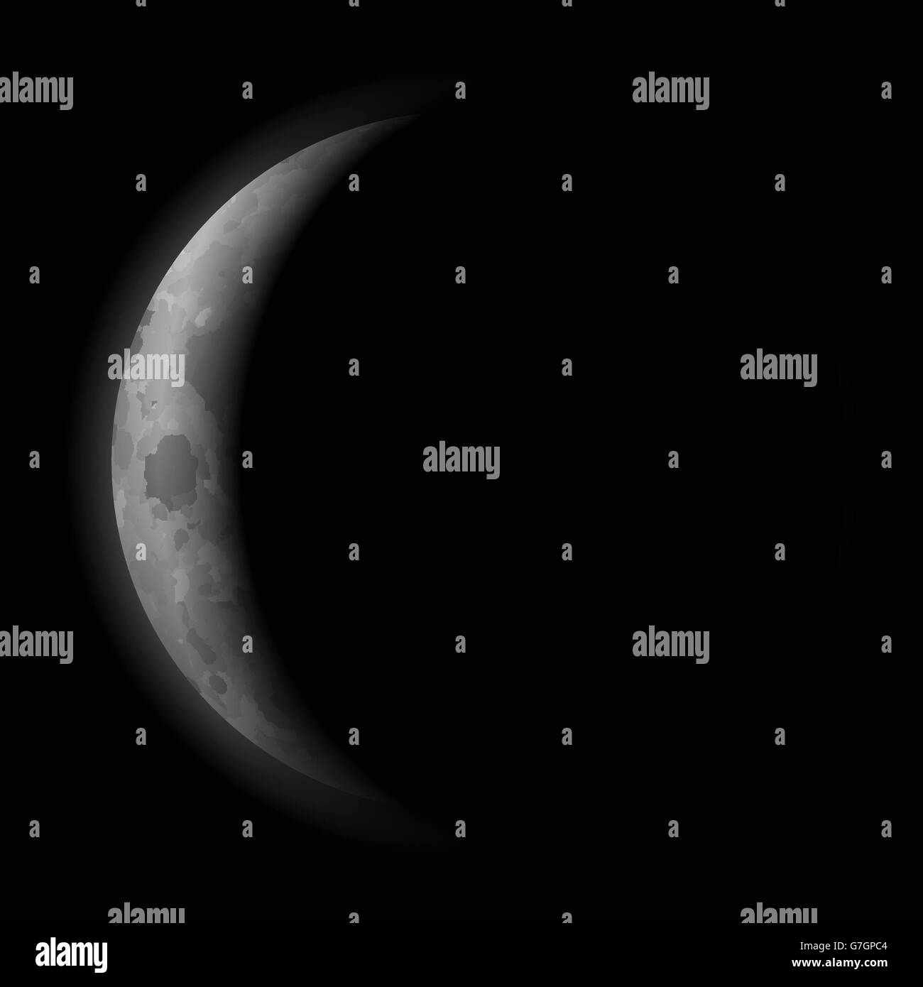 Fase lunare su un cielo nero. Illustrazione Vettoriale