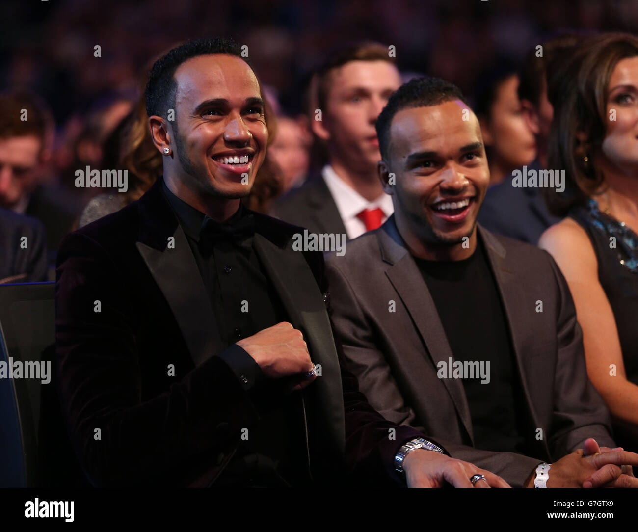 Sport - 2014 personalità sportiva dell'anno - SSE Hydro. Lewis Hamilton con fratello NIC durante i premi 2014 Sports Personality of the Year alla SSE Hydro, Glasgow. Foto Stock