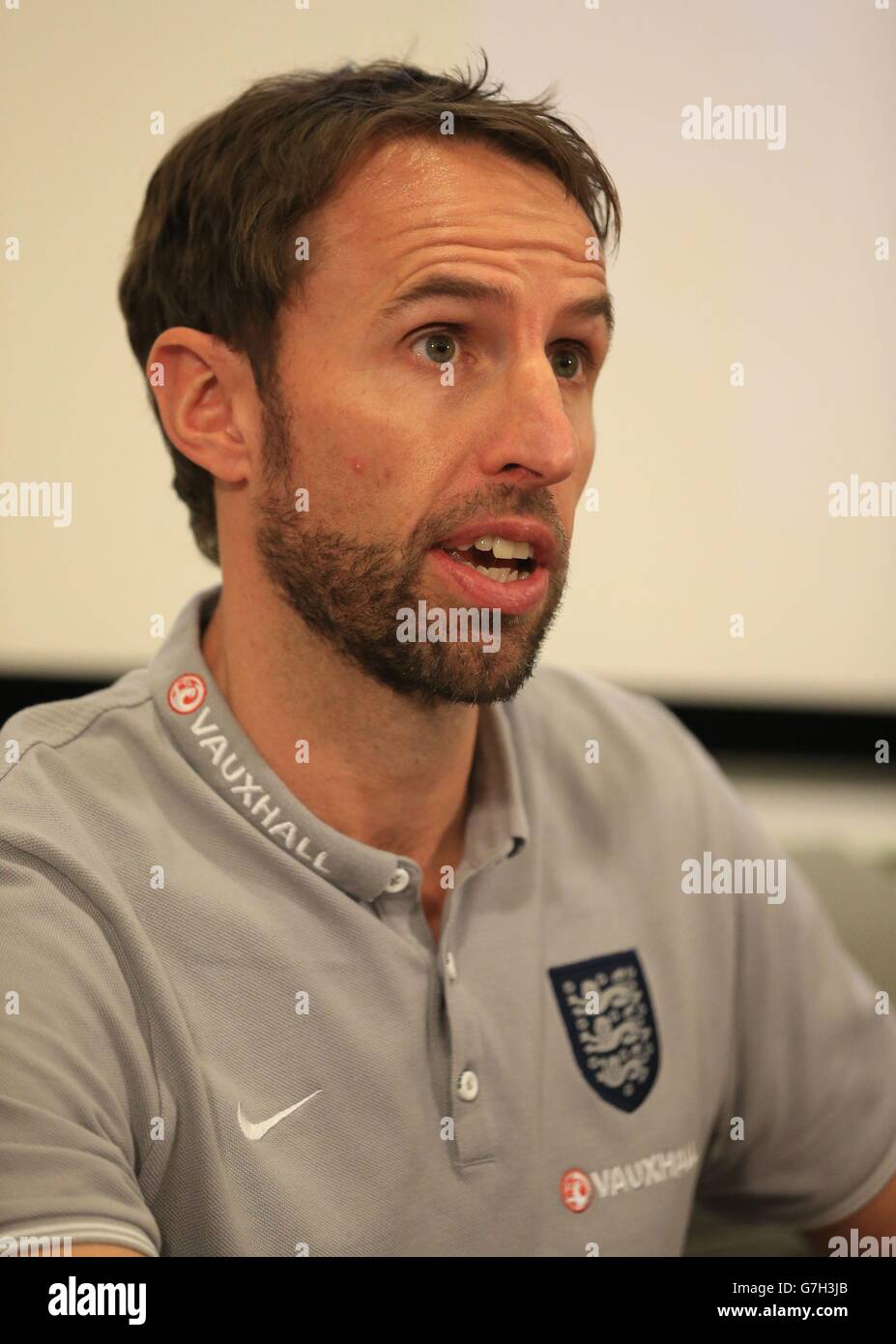 Calcio - fa Media Briefing - St. Georges Park. Gareth Southgate durante il briefing della fa media al St. Georges Park, Burton-upon-Trent. Foto Stock