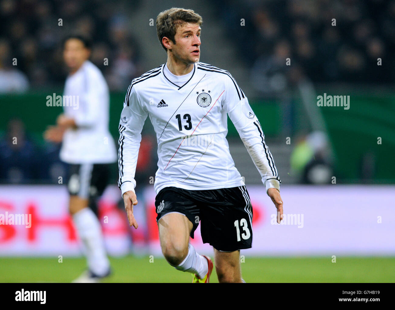Thomas Mueller, la Germania, la partita di calcio internazionale, amichevole, Germania - Paesi Bassi 3:0, Imtech Arena, Amburgo Foto Stock