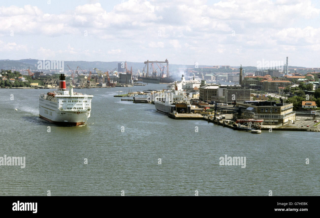 Stena Line traghetto lasciando la porta per il viaggio in Danimarca Foto Stock