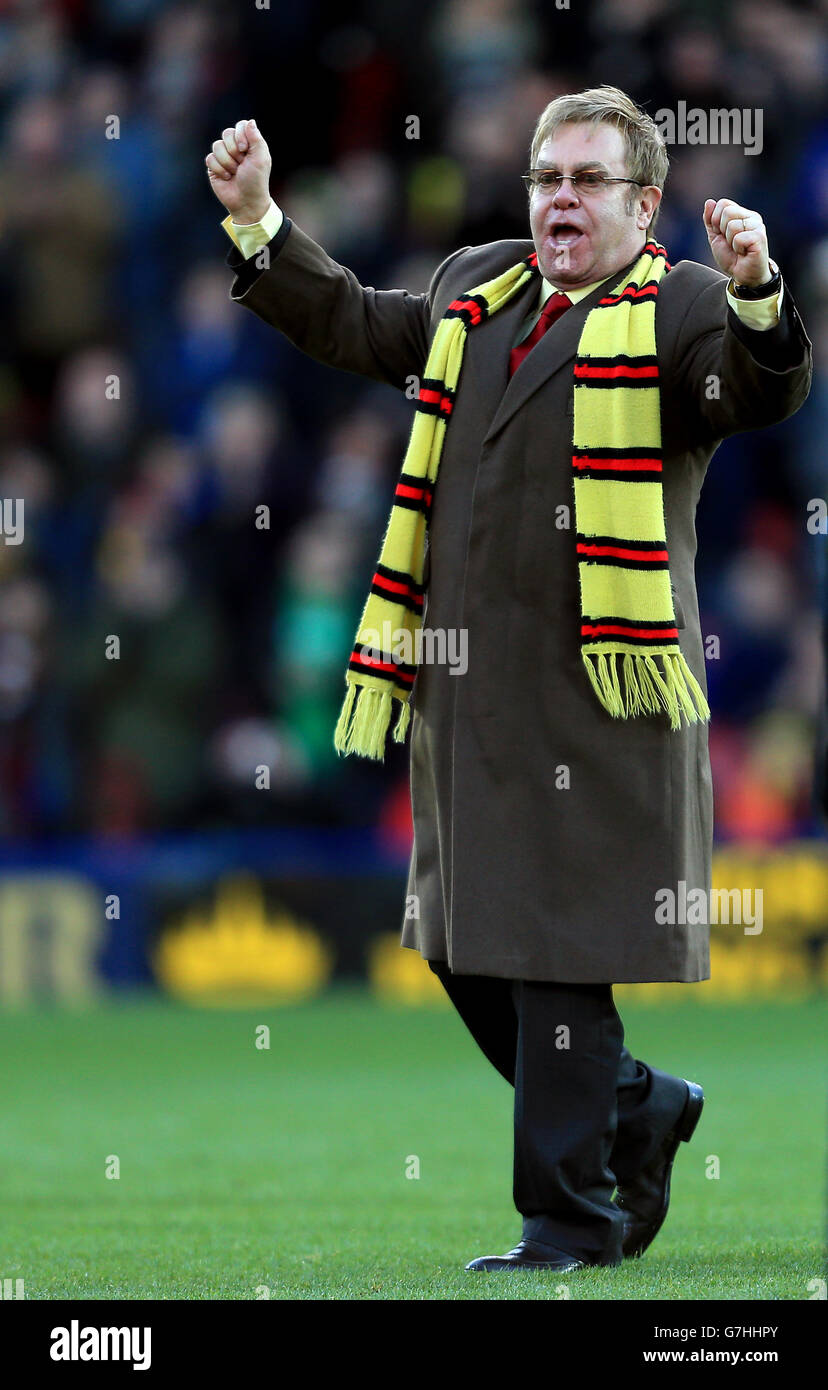 Calcio - Campionato Sky Bet - Watford v Wigan Athletic - Vicarage Road. Sir Elton John, presidente di Watford Life, prende il nome in suo onore dal nuovo stand di Vicarage Road Foto Stock