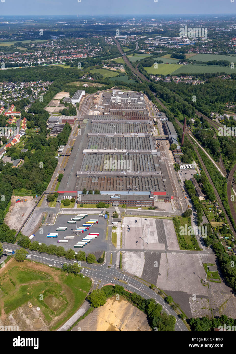 Vista aerea, Adam Opel AG, Opel stabilimento II Bochum Langendreer, Bochum, la zona della Ruhr, Renania settentrionale-Vestfalia, Germania, Europa, antenna Foto Stock