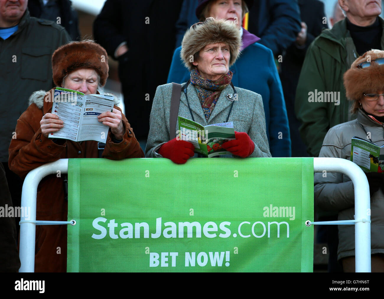 I punzoni studiano la forma durante il secondo giorno dell'International at Cheltenham Racecourse, Cheltenham Foto Stock