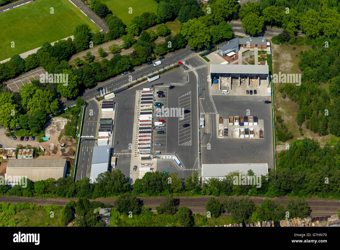 Vista aerea, nuovo Obermarxloh riciclaggio, Duisburg, Duisburg Nord, la zona della Ruhr, Renania settentrionale-Vestfalia, Germania, Europa, vista aerea Foto Stock