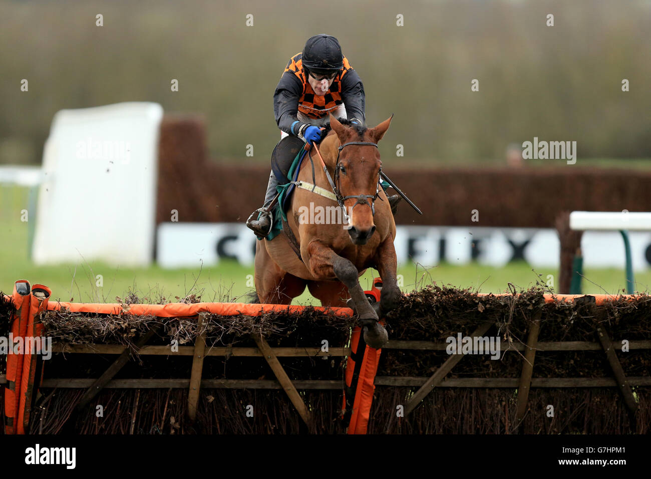 Kleitomachos guidato da Tom Scudamore durante i Nobili Eventi Novices' Ostacolo Foto Stock