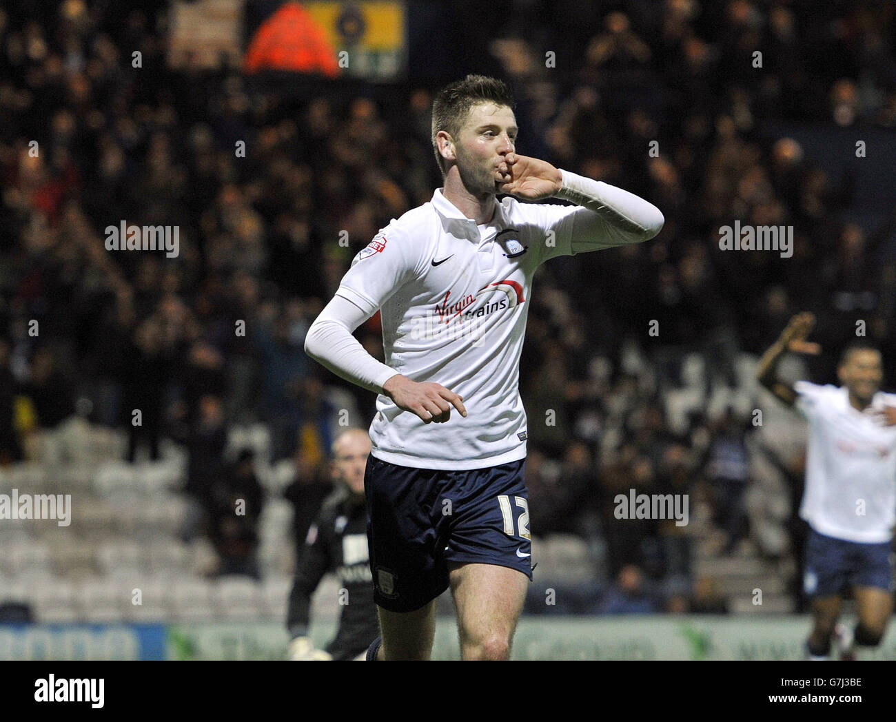 Calcio - fa Cup - terzo turno - Preston North End / Norwich City - Deepdale. Paul Gallagher di Preston North End celebra il suo secondo gol ai lati della partita. Foto Stock