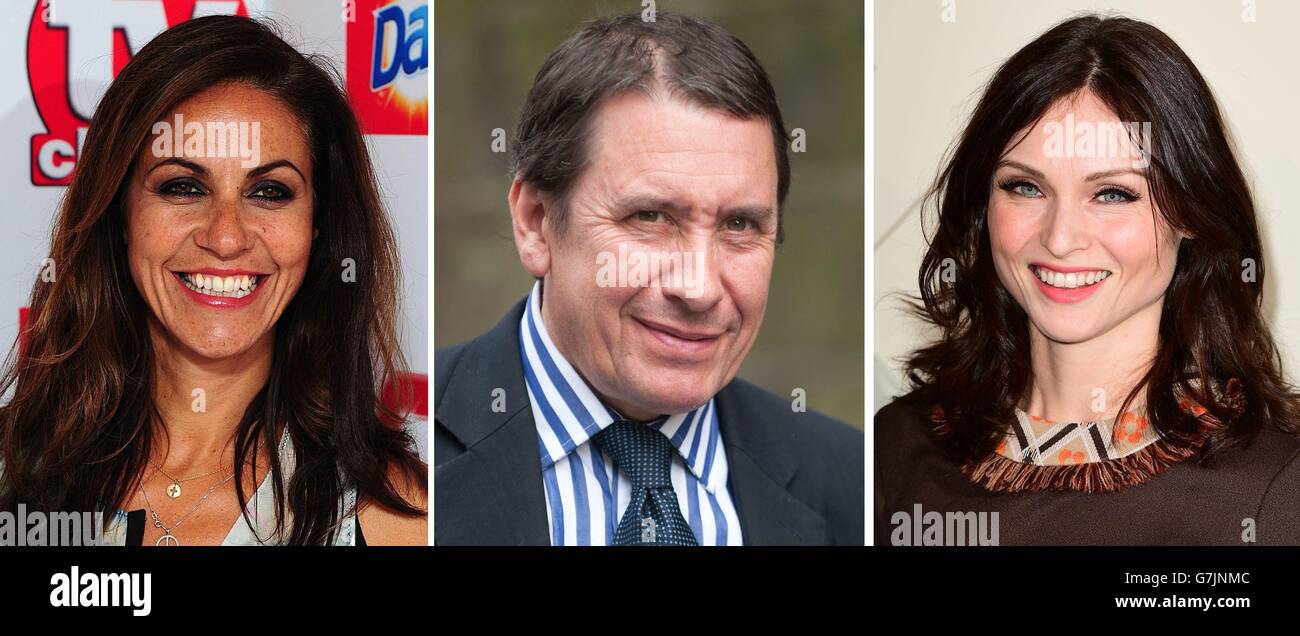 File foto di (da sinistra) Julia Bradbury, Jools Holland e Sophie Ellis Bextor. Foto Stock