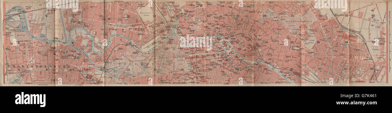 Berlino centro città city stadtplan. Charlottenburg Moabit Lichtenberg, 1910 Mappa Foto Stock
