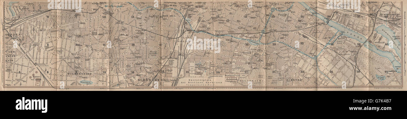 Berlino città del sud city stadtplan. Wilmersdorf Halensee Schöneberg, 1910 Mappa Foto Stock