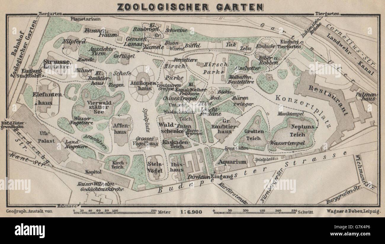 ZOOLOGISCHER GARTEN a piano terra. Berlin karte. BAEDEKER, 1923 Vintage map Foto Stock